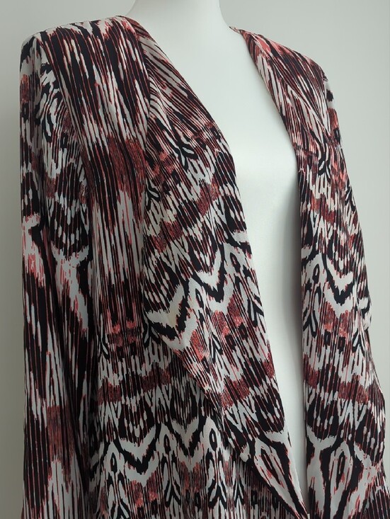 Kardashian Kollection Jackets & Blazers - Kardashian Kollection Ikat Chevron Coral Open-Front Draped Blazer Jacket LARGE